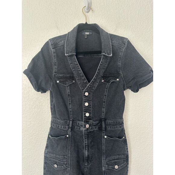 PAIGE Black Denim Jumpsuit - Picture 3 of 13